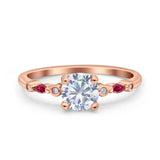 Vintage Style Round Bridal Wedding Engagement Ring Marquise Ruby Simulated Cubic Zirconia 925 Sterling Silver