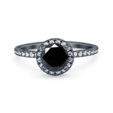 Halo Art Deco Engagement Wedding Bridal Ring Round Simulated Cubic Zirconia 925 Sterling Silver
