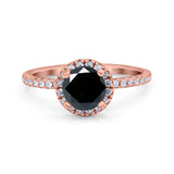 Halo Art Deco Engagement Wedding Bridal Ring Round Simulated Cubic Zirconia 925 Sterling Silver
