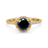 Halo Art Deco Engagement Wedding Bridal Ring Round Simulated Cubic Zirconia 925 Sterling Silver