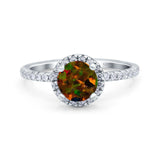 Halo Art Deco Engagement Wedding Bridal Ring Round Simulated Cubic Zirconia 925 Sterling Silver