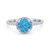 Halo Art Deco Engagement Wedding Bridal Ring Round Simulated Cubic Zirconia 925 Sterling Silver