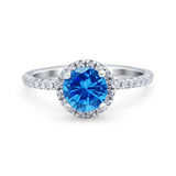 Halo Art Deco Engagement Wedding Bridal Ring Round Simulated Cubic Zirconia 925 Sterling Silver