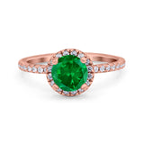 Halo Art Deco Engagement Wedding Bridal Ring Round Simulated Cubic Zirconia 925 Sterling Silver