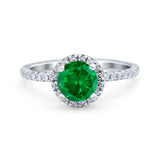 Halo Art Deco Engagement Wedding Bridal Ring Round Simulated Cubic Zirconia 925 Sterling Silver