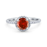 Halo Art Deco Engagement Wedding Bridal Ring Round Simulated Cubic Zirconia 925 Sterling Silver