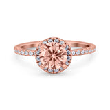 Halo Art Deco Engagement Wedding Bridal Ring Round Simulated Cubic Zirconia 925 Sterling Silver