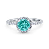 Halo Art Deco Engagement Wedding Bridal Ring Round Simulated Cubic Zirconia 925 Sterling Silver