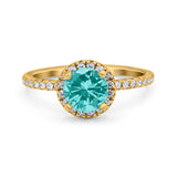 Halo Art Deco Engagement Wedding Bridal Ring Round Simulated Cubic Zirconia 925 Sterling Silver