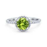 Halo Art Deco Engagement Wedding Bridal Ring Round Simulated Cubic Zirconia 925 Sterling Silver