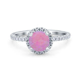 Halo Art Deco Engagement Wedding Bridal Ring Round Simulated Cubic Zirconia 925 Sterling Silver