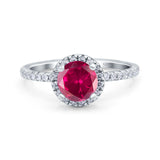 Halo Art Deco Engagement Wedding Bridal Ring Round Simulated Cubic Zirconia 925 Sterling Silver