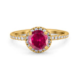 Halo Art Deco Engagement Wedding Bridal Ring Round Simulated Cubic Zirconia 925 Sterling Silver