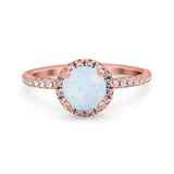 Halo Art Deco Engagement Wedding Bridal Ring Round Simulated Cubic Zirconia 925 Sterling Silver