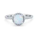 Halo Art Deco Engagement Wedding Bridal Ring Round Simulated Cubic Zirconia 925 Sterling Silver