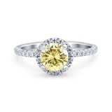 Halo Art Deco Engagement Wedding Bridal Ring Round Simulated Cubic Zirconia 925 Sterling Silver