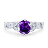 Vintage Style Round Bridal Wedding Engagement Ring Marquise Design Simulated Cubic Zirconia 925 Sterling Silver