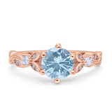 Vintage Style Round Bridal Wedding Engagement Ring Marquise Design Simulated Cubic Zirconia 925 Sterling Silver