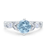Vintage Style Round Bridal Wedding Engagement Ring Marquise Design Simulated Cubic Zirconia 925 Sterling Silver