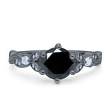 Vintage Style Round Bridal Wedding Engagement Ring Marquise Design Simulated Cubic Zirconia 925 Sterling Silver