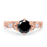 Vintage Style Round Bridal Wedding Engagement Ring Marquise Design Simulated Cubic Zirconia 925 Sterling Silver