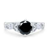 Vintage Style Round Bridal Wedding Engagement Ring Marquise Design Simulated Cubic Zirconia 925 Sterling Silver