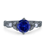 Vintage Style Round Bridal Wedding Engagement Ring Marquise Design Simulated Cubic Zirconia 925 Sterling Silver
