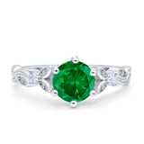 Vintage Style Round Bridal Wedding Engagement Ring Marquise Design Simulated Cubic Zirconia 925 Sterling Silver