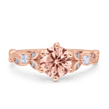 Vintage Style Round Bridal Wedding Engagement Ring Marquise Design Simulated Cubic Zirconia 925 Sterling Silver
