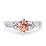 Vintage Style Round Bridal Wedding Engagement Ring Marquise Design Simulated Cubic Zirconia 925 Sterling Silver