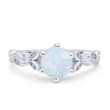 Vintage Style Round Bridal Wedding Engagement Ring Marquise Design Simulated Cubic Zirconia 925 Sterling Silver