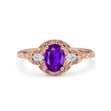 Art Deco Oval Vintage Style Bridal Wedding Engagement Ring Simulated Cubic Zirconia 925 Sterling Silver