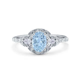 Art Deco Oval Vintage Style Bridal Wedding Engagement Ring Simulated Cubic Zirconia 925 Sterling Silver