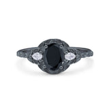 Art Deco Oval Vintage Style Bridal Wedding Engagement Ring Simulated Cubic Zirconia 925 Sterling Silver