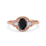 Art Deco Oval Vintage Style Bridal Wedding Engagement Ring Simulated Cubic Zirconia 925 Sterling Silver