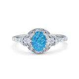 Art Deco Oval Vintage Style Bridal Wedding Engagement Ring Simulated Cubic Zirconia 925 Sterling Silver
