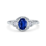 Art Deco Oval Vintage Style Bridal Wedding Engagement Ring Simulated Cubic Zirconia 925 Sterling Silver