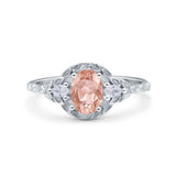 Art Deco Oval Vintage Style Bridal Wedding Engagement Ring Simulated Cubic Zirconia 925 Sterling Silver