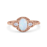 Art Deco Oval Vintage Style Bridal Wedding Engagement Ring Simulated Cubic Zirconia 925 Sterling Silver