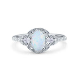 Art Deco Oval Vintage Style Bridal Wedding Engagement Ring Simulated Cubic Zirconia 925 Sterling Silver
