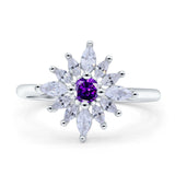 Art Deco Wedding Engagement Bridal Ring Marquise Round Simulated Cubic Zirconia 925 Sterling Silver