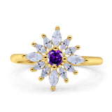 Art Deco Wedding Engagement Bridal Ring Marquise Round Simulated Cubic Zirconia 925 Sterling Silver