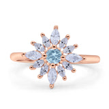 Art Deco Wedding Engagement Bridal Ring Marquise Round Simulated Cubic Zirconia 925 Sterling Silver