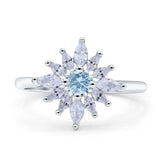 Art Deco Wedding Engagement Bridal Ring Marquise Round Simulated Cubic Zirconia 925 Sterling Silver