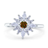 Art Deco Wedding Engagement Bridal Ring Marquise Round Simulated Cubic Zirconia 925 Sterling Silver