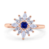 Art Deco Wedding Engagement Bridal Ring Marquise Round Simulated Cubic Zirconia 925 Sterling Silver