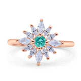 Art Deco Wedding Engagement Bridal Ring Marquise Round Simulated Cubic Zirconia 925 Sterling Silver