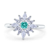 Art Deco Wedding Engagement Bridal Ring Marquise Round Simulated Cubic Zirconia 925 Sterling Silver