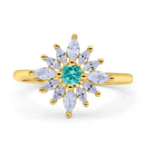 Art Deco Wedding Engagement Bridal Ring Marquise Round Simulated Cubic Zirconia 925 Sterling Silver