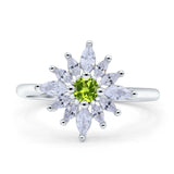 Art Deco Wedding Engagement Bridal Ring Marquise Round Simulated Cubic Zirconia 925 Sterling Silver